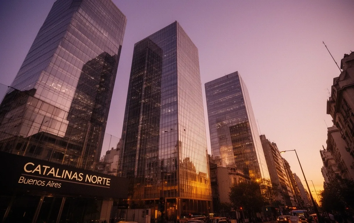 Distrito financiero de Buenos Aires al atardecer