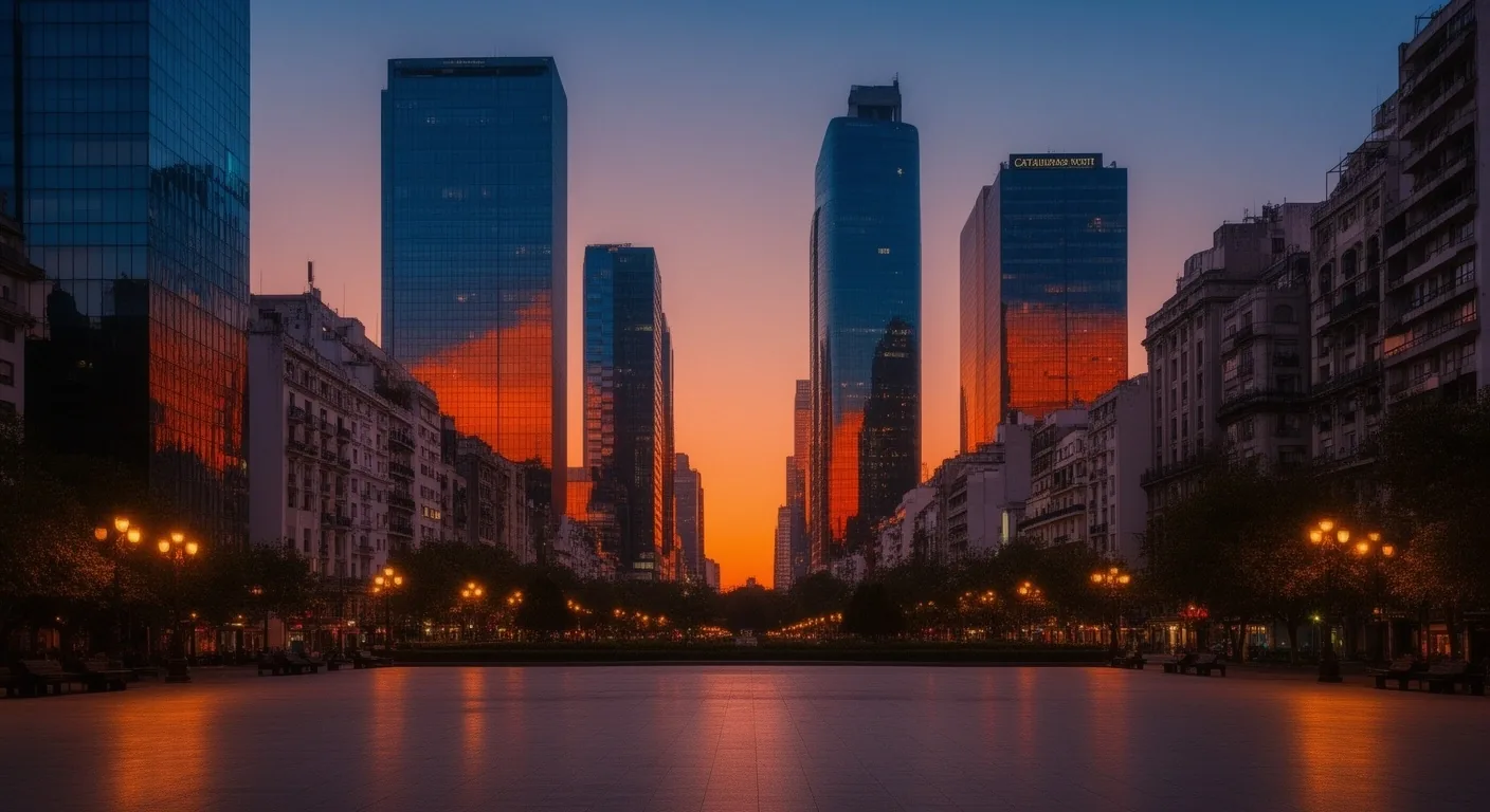 Distrito financiero de Buenos Aires al anochecer