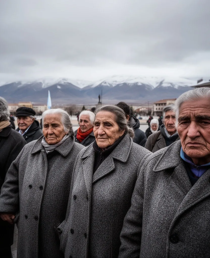 Jubilados reunidos en una plaza de la Patagonia