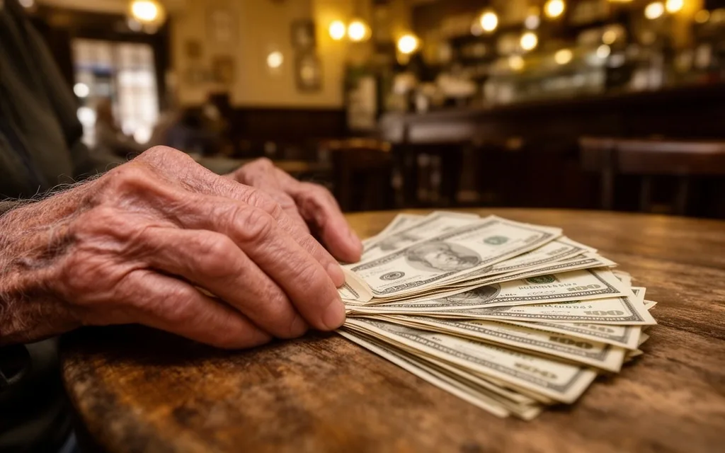 Billetes de pesos sobre una mesa
