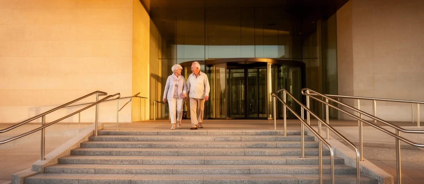 Museo con rampa de accesibilidad para visitantes con movilidad reducida