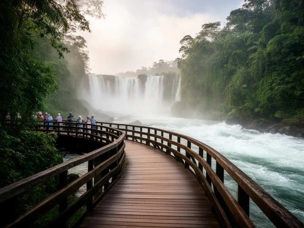 Pasarela del circuito inferior de las Cataratas del Iguazú