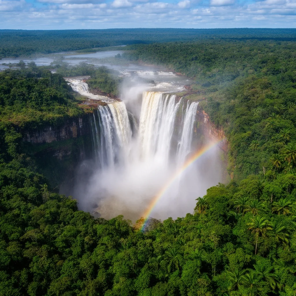 Vista aérea de las Cataratas del Iguazú con vegetación selvática